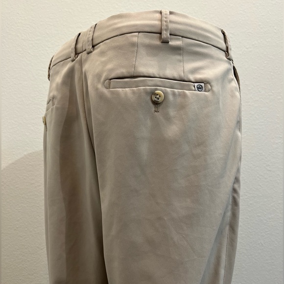 Peter Millar Durham Performance Flat Front Pants, Khaki - Picture 6 of 9